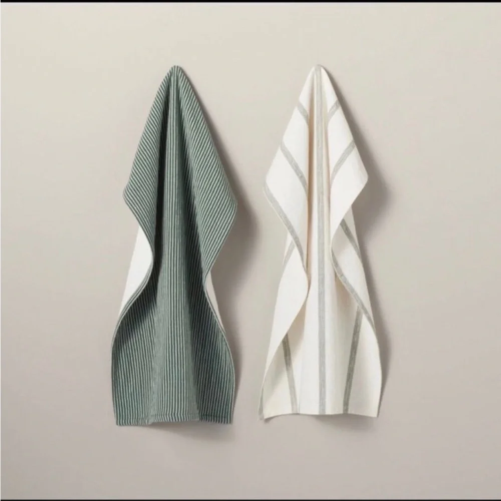 Set | 2-Count Green Stripe Kitchen Towels & Dish Cloth Set - Hearth & Hand